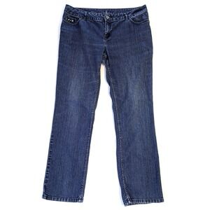 Simply Vera Jeans - Women's 12 - Vera Wang Studded Dark Wash Blue Straight Leg